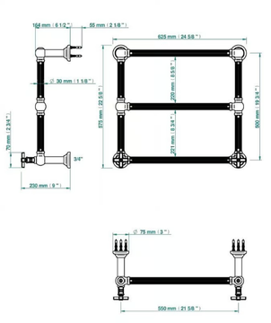 GRAND CENTRAL - Traditional towel warmer with fluted tube by THG Paris - view 3